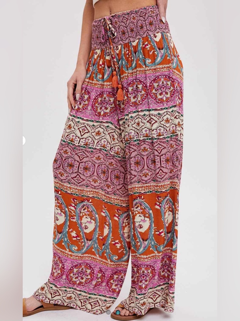 NWOT Bluivy Bohemian Wide | Smocked waist wide Leg pants